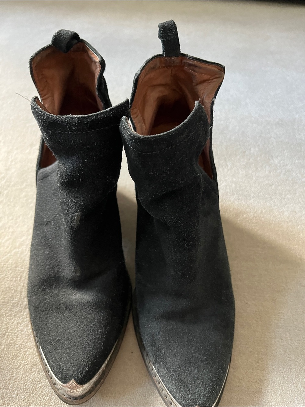 Jeffrey Campbell Black Suede Pointed Toe Ankle Booties